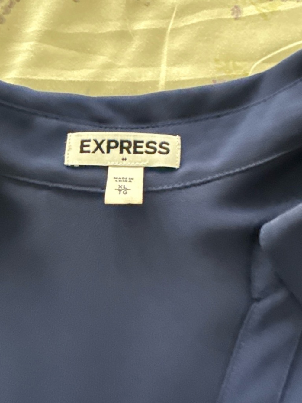 Express Deep Blue Button-Front Blouse - Picture 2 of 4